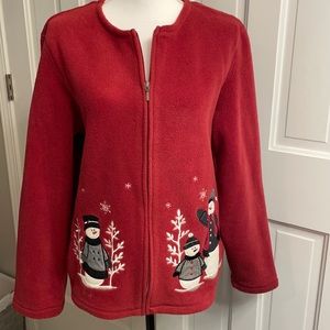 Ladies holiday zip up fleece jacket